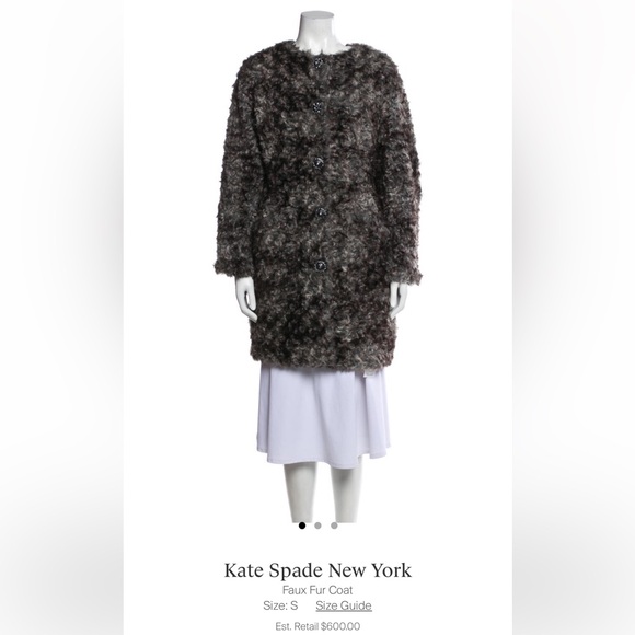 Kate Spade Gray Curly Faux Fur Sugarcoat Topper Coat VGUC Size Small - Picture 7 of 7